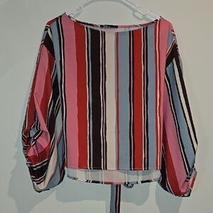Red Puff Sleeve Crop Blouse